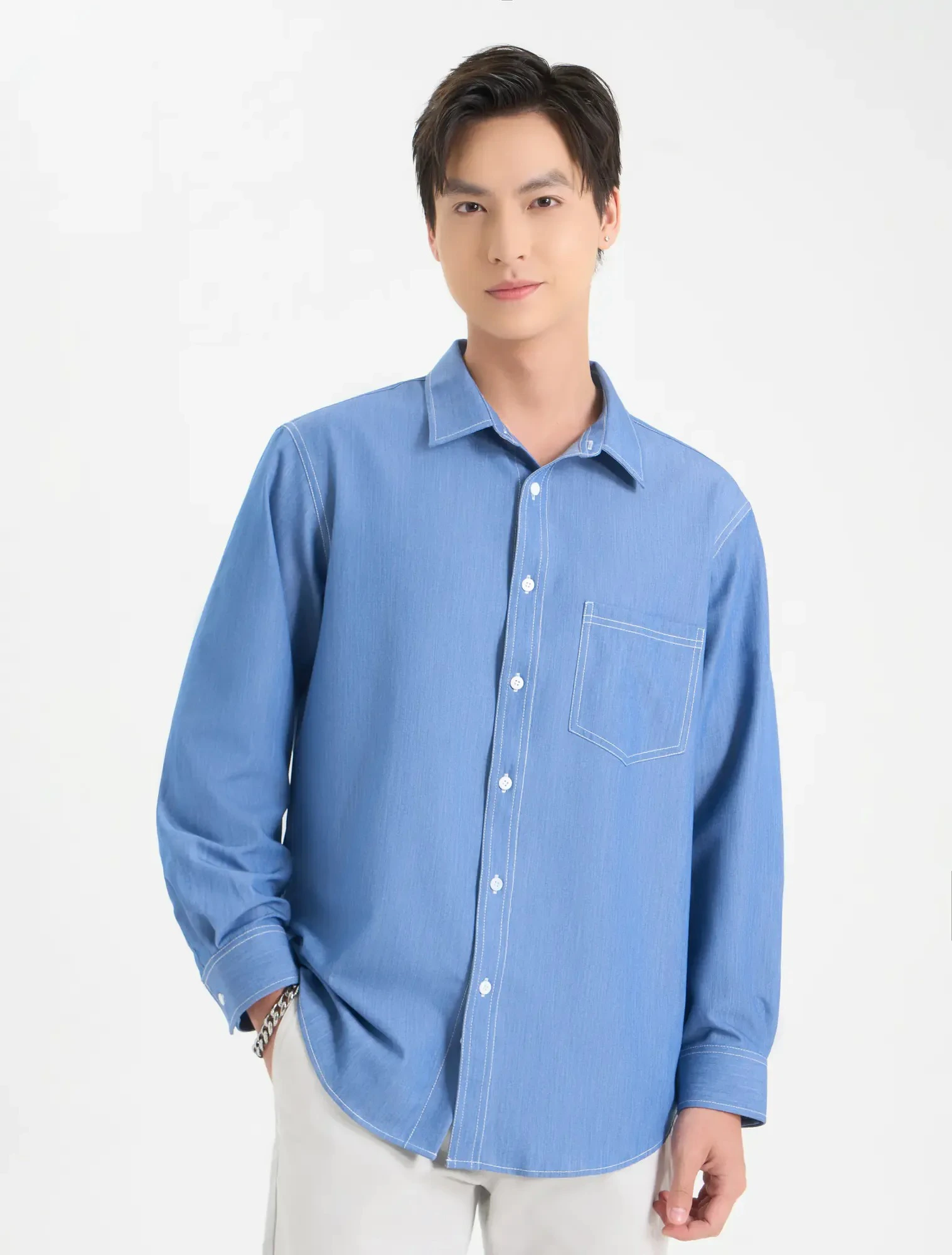 Áo sơ mi nam dài tay dáng suông form regular