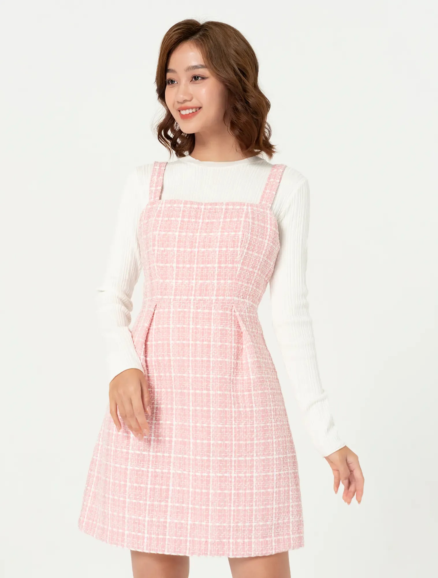 Váy liền nữ cổ vuông hai dây dáng fit & flare có lót trong - Ảnh 4